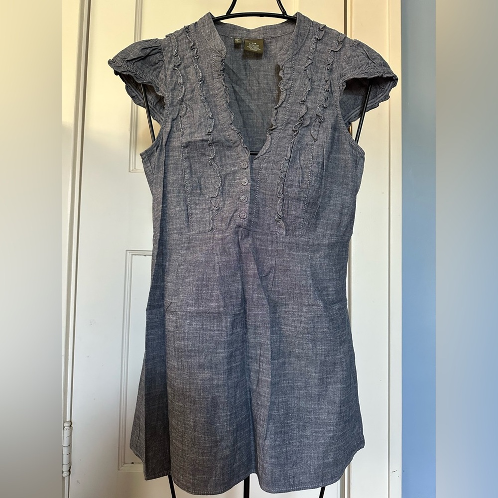Fei Anthropologie Cap Sleeve Chambray Dress